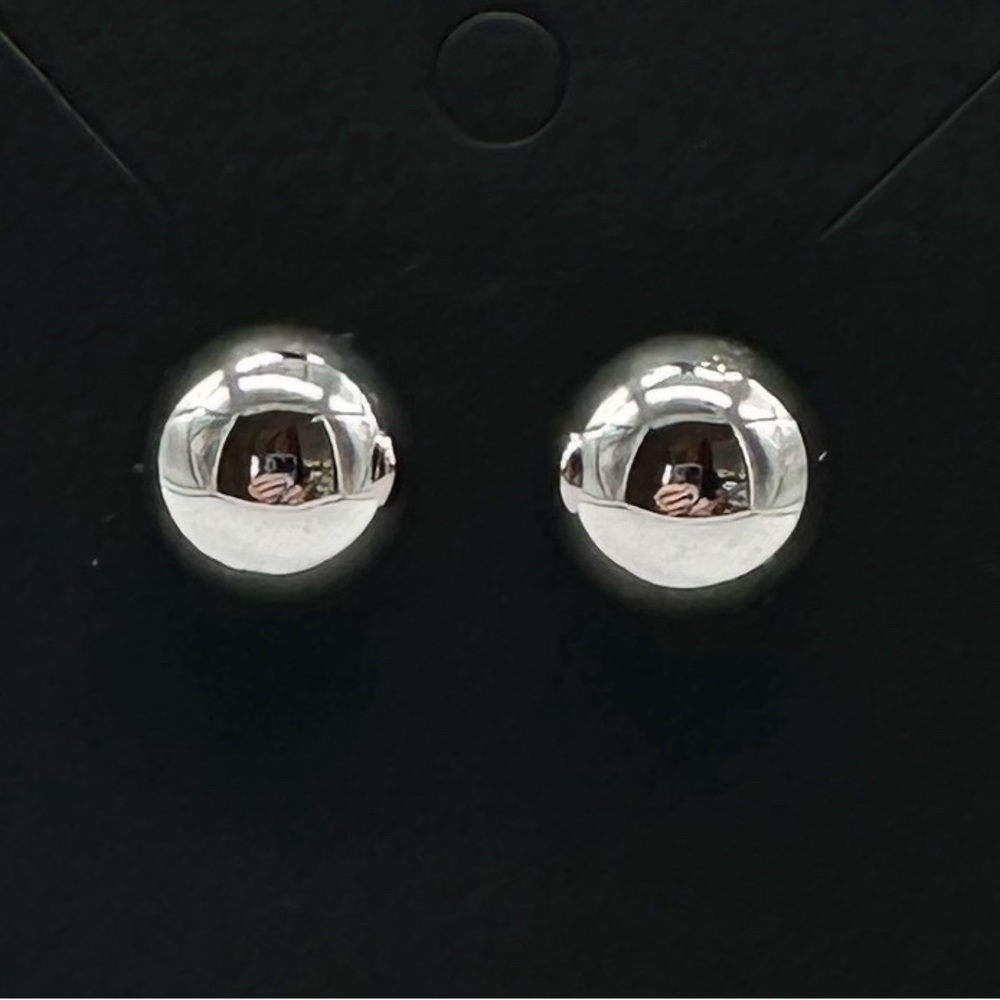 Carla Vintage Stainless Steel Half Ball Stud Earrings Signed Silver Made USA - Picture 3 of 9